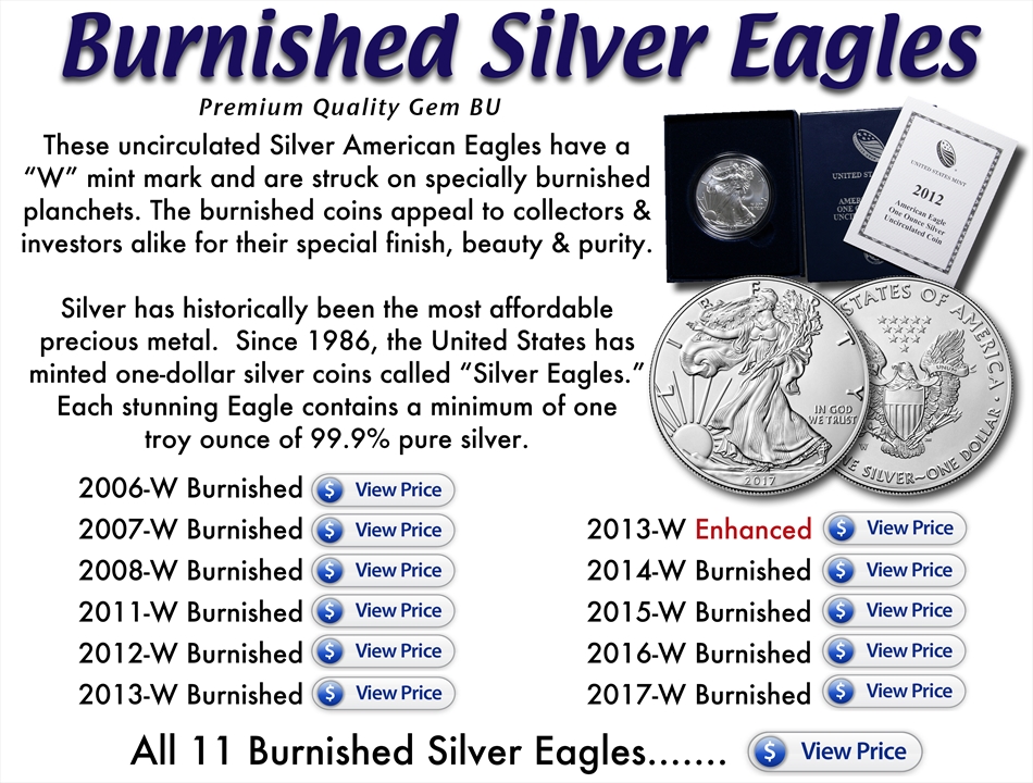 Silver Eagle Burnished Buy Collectible Coins Online, Rare US Coins