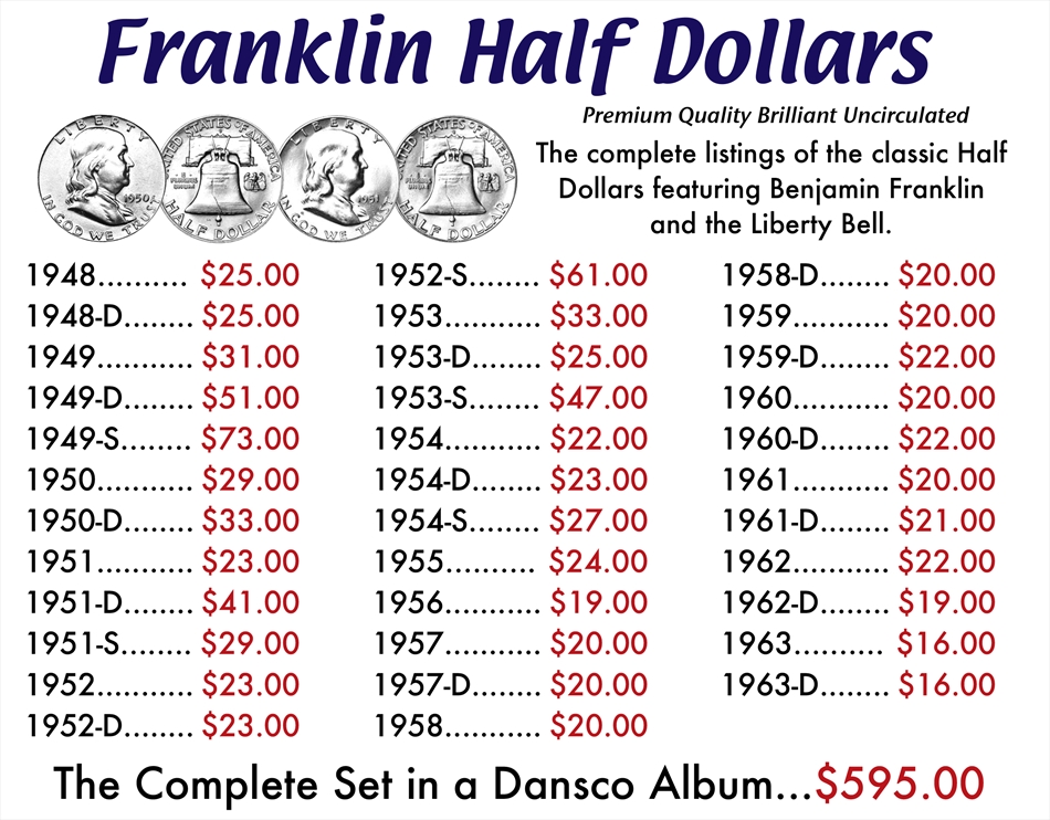 HALF DOLLAR Franklin Half Dollar Buy Collectible Coins Online, Rare